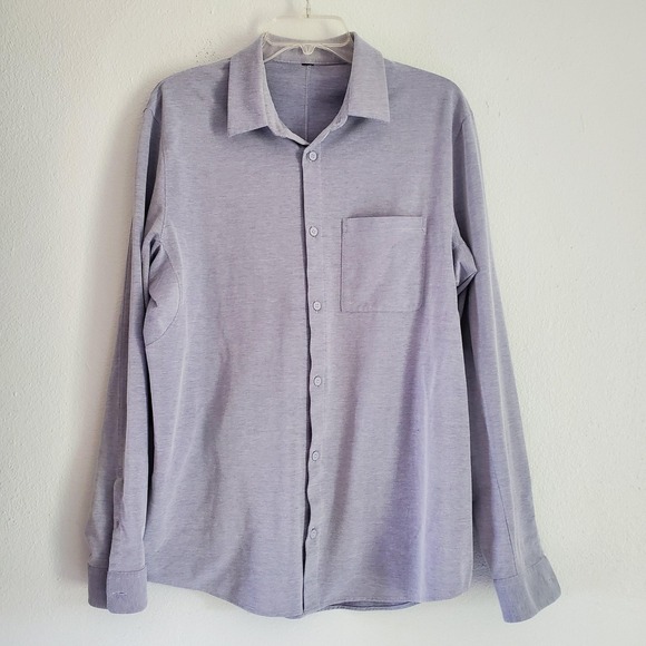 Lululemon Shirt Mens Large Button Down Long Sleeve Collared Live In Practice - Picture 1 of 8